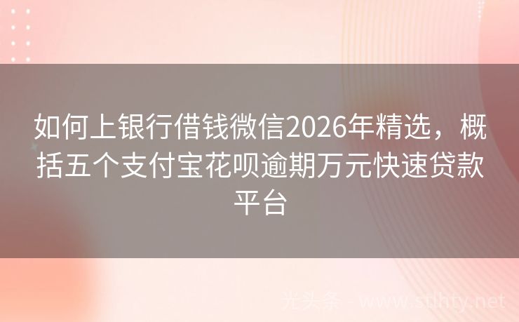 如何上银行借钱微信2026年精选，概括五个支付宝花呗逾期万元快速贷款平台