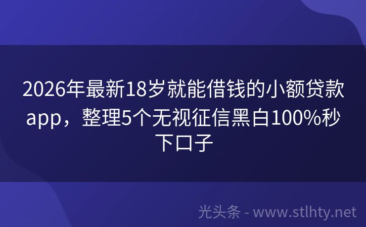 2026年最新18岁就能借钱的小额贷款app，整理5个无视征信黑白100%秒下口子