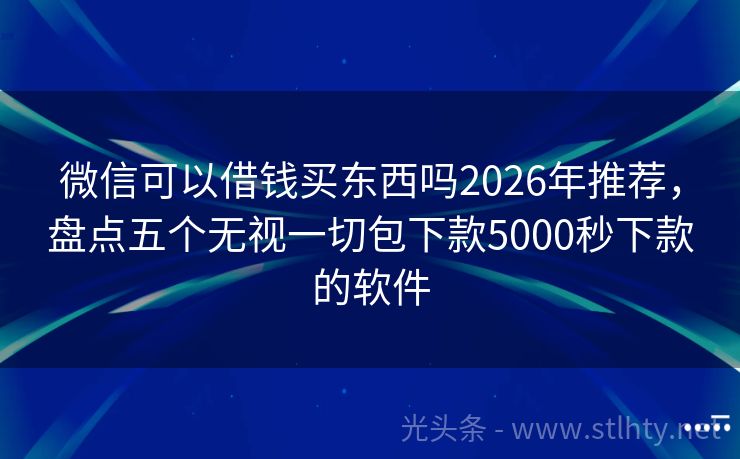 微信可以借钱买东西吗2026年推荐，盘点五个无视一切包下款5000秒下款的软件