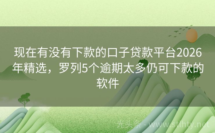 现在有没有下款的口子贷款平台2026年精选，罗列5个逾期太多仍可下款的软件