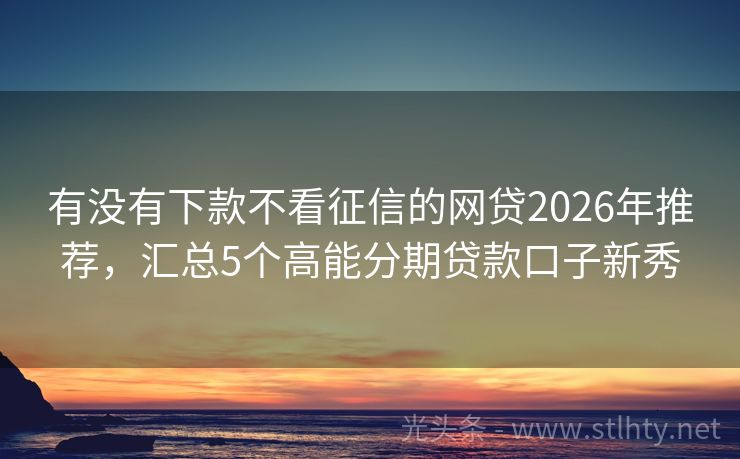 有没有下款不看征信的网贷2026年推荐，汇总5个高能分期贷款口子新秀
