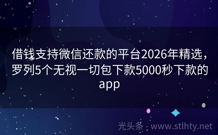 借钱支持微信还款的平台2026年精选，罗列5个无视一切包下款5000秒下款的app