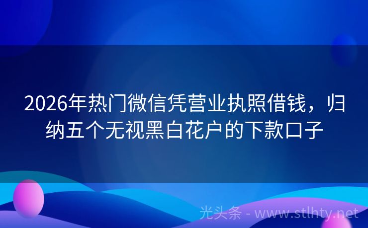 2026年热门微信凭营业执照借钱，归纳五个无视黑白花户的下款口子