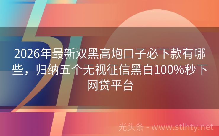 2026年最新双黑高炮口子必下款有哪些，归纳五个无视征信黑白100%秒下网贷平台