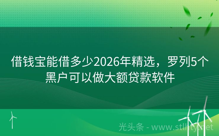 借钱宝能借多少2026年精选，罗列5个黑户可以做大额贷款软件