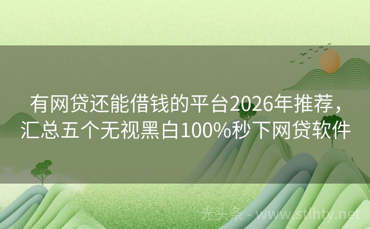 有网贷还能借钱的平台2026年推荐，汇总五个无视黑白100%秒下网贷软件