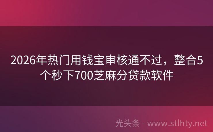 2026年热门用钱宝审核通不过，整合5个秒下700芝麻分贷款软件