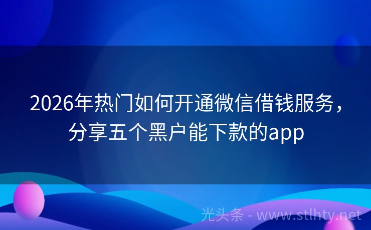 2026年热门如何开通微信借钱服务，分享五个黑户能下款的app