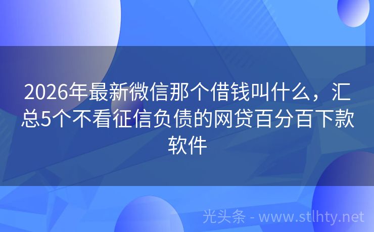 2026年最新微信那个借钱叫什么，汇总5个不看征信负债的网贷百分百下款软件