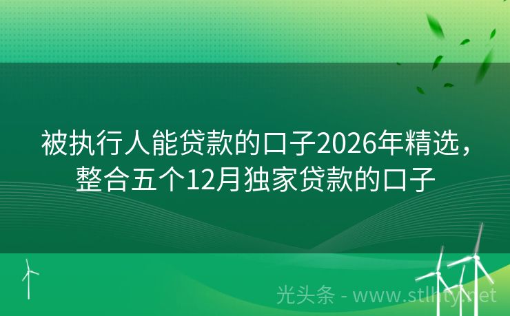 被执行人能贷款的口子2026年精选，整合五个12月独家贷款的口子