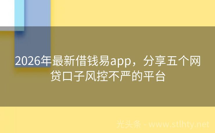 2026年最新借钱易app，分享五个网贷口子风控不严的平台