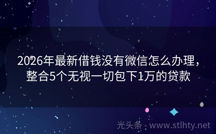 2026年最新借钱没有微信怎么办理，整合5个无视一切包下1万的贷款