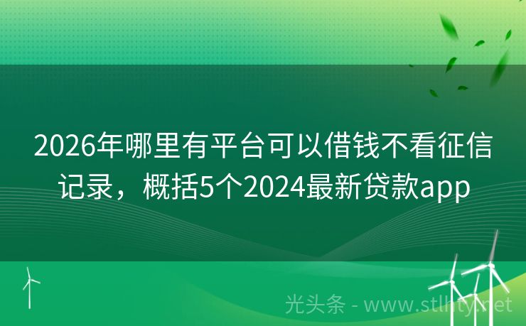 2026年哪里有平台可以借钱不看征信记录，概括5个2024最新贷款app