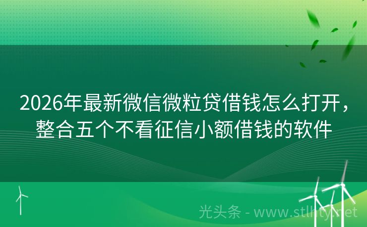 2026年最新微信微粒贷借钱怎么打开，整合五个不看征信小额借钱的软件