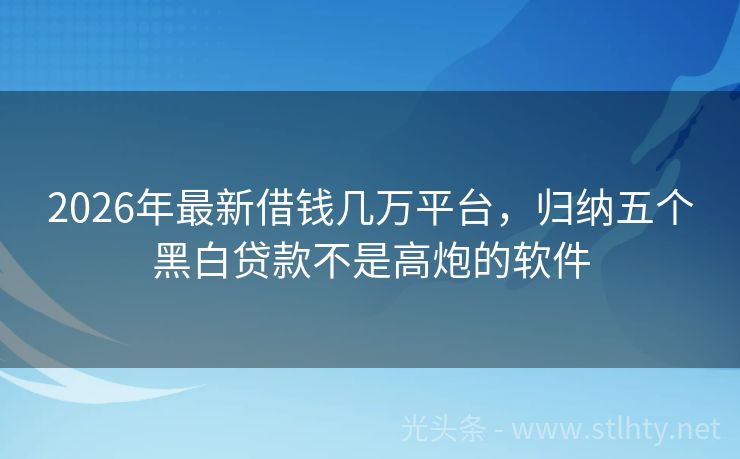2026年最新借钱几万平台，归纳五个黑白贷款不是高炮的软件
