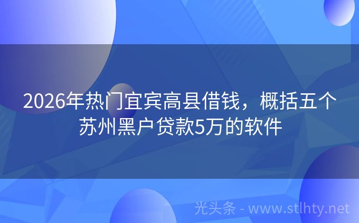 2026年热门宜宾高县借钱，概括五个苏州黑户贷款5万的软件