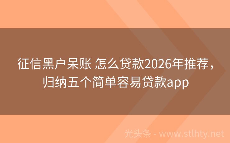 征信黑户呆账 怎么贷款2026年推荐，归纳五个简单容易贷款app