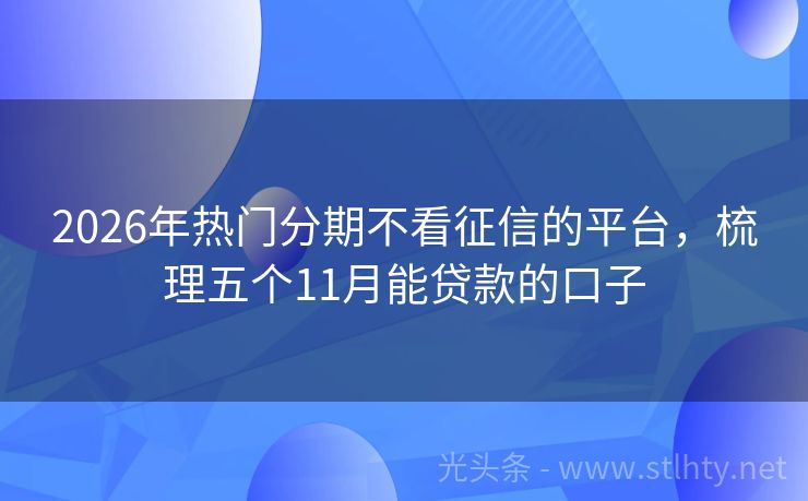 2026年热门分期不看征信的平台，梳理五个11月能贷款的口子
