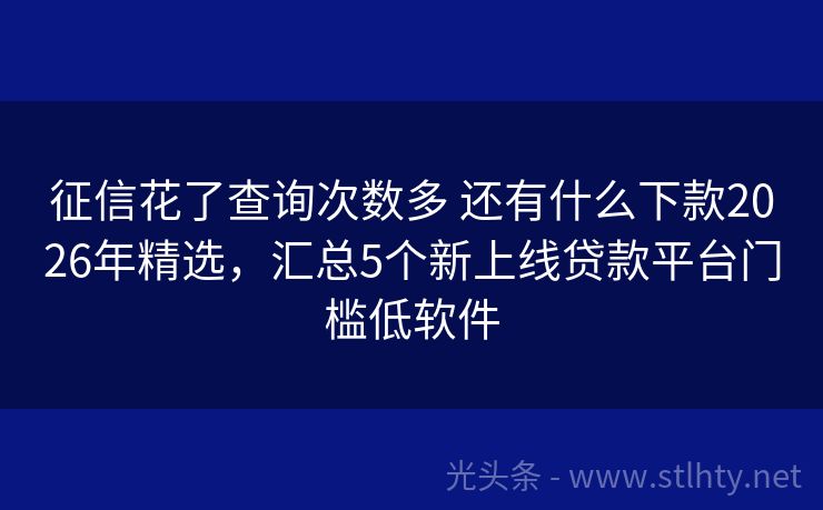 征信花了查询次数多 还有什么下款2026年精选，汇总5个新上线贷款平台门槛低软件