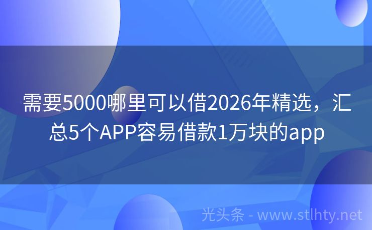 需要5000哪里可以借2026年精选，汇总5个APP容易借款1万块的app