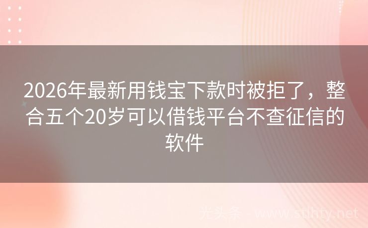 2026年最新用钱宝下款时被拒了，整合五个20岁可以借钱平台不查征信的软件