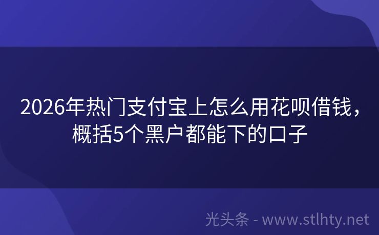 2026年热门支付宝上怎么用花呗借钱，概括5个黑户都能下的口子