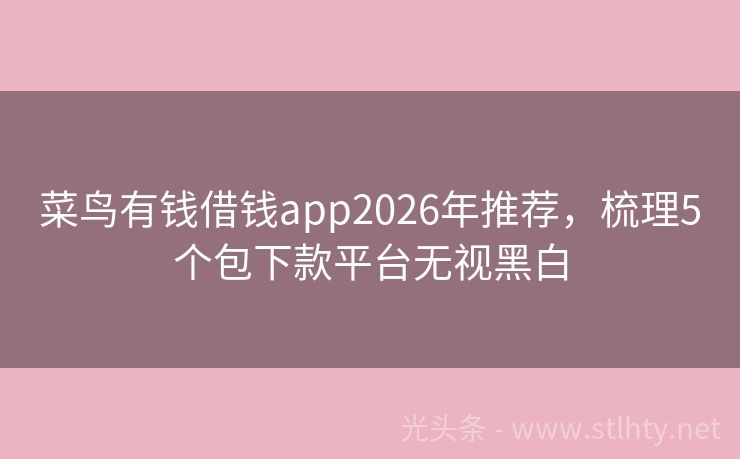 菜鸟有钱借钱app2026年推荐，梳理5个包下款平台无视黑白