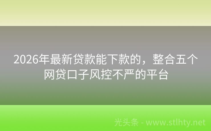 2026年最新贷款能下款的，整合五个网贷口子风控不严的平台