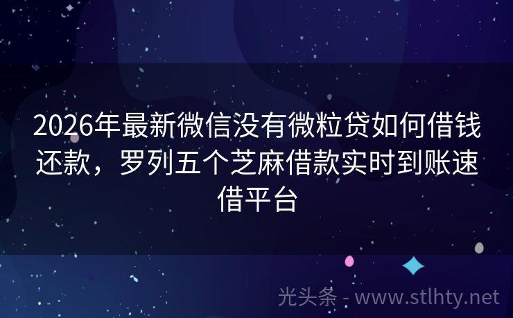 2026年最新微信没有微粒贷如何借钱还款，罗列五个芝麻借款实时到账速借平台