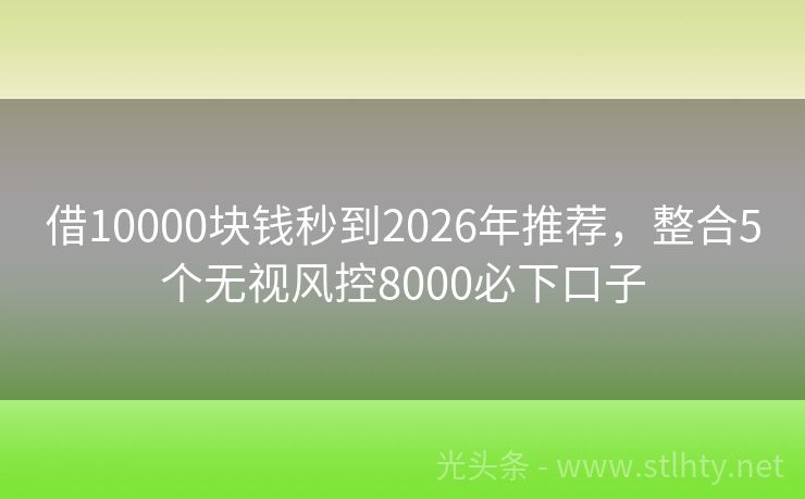 借10000块钱秒到2026年推荐，整合5个无视风控8000必下口子