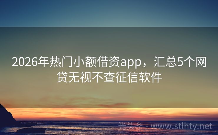 2026年热门小额借资app，汇总5个网贷无视不查征信软件