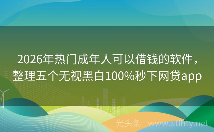 2026年热门成年人可以借钱的软件，整理五个无视黑白100%秒下网贷app