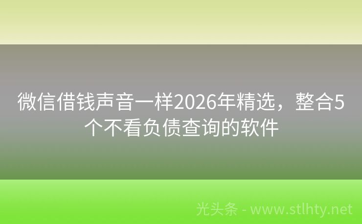微信借钱声音一样2026年精选，整合5个不看负债查询的软件