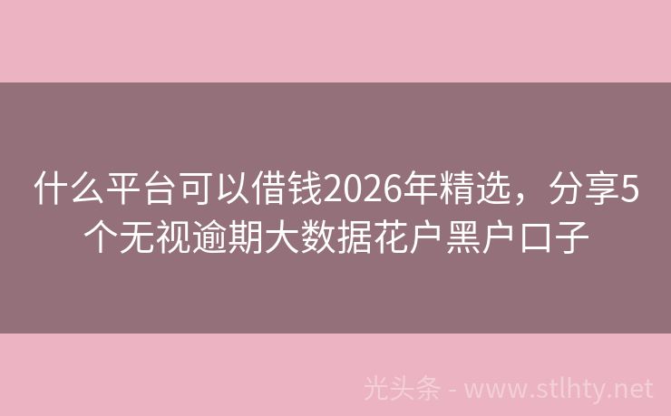 什么平台可以借钱2026年精选，分享5个无视逾期大数据花户黑户口子