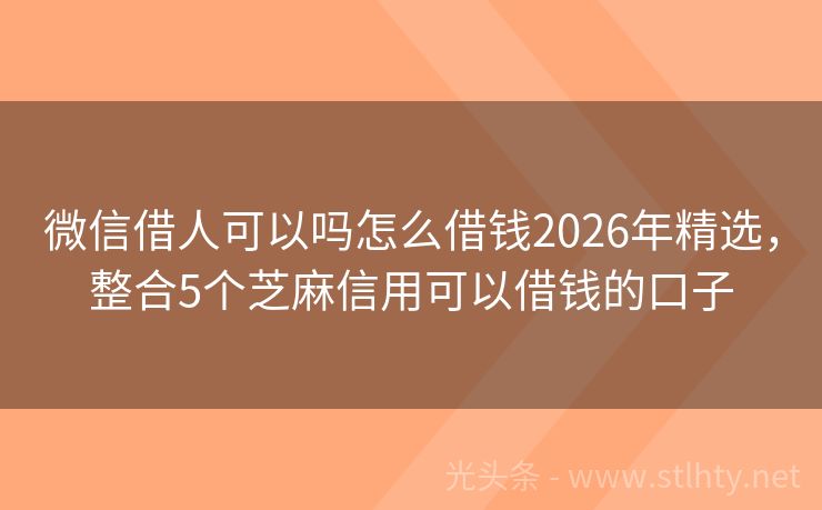 微信借人可以吗怎么借钱2026年精选，整合5个芝麻信用可以借钱的口子