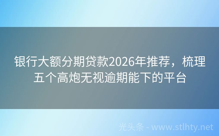 银行大额分期贷款2026年推荐，梳理五个高炮无视逾期能下的平台