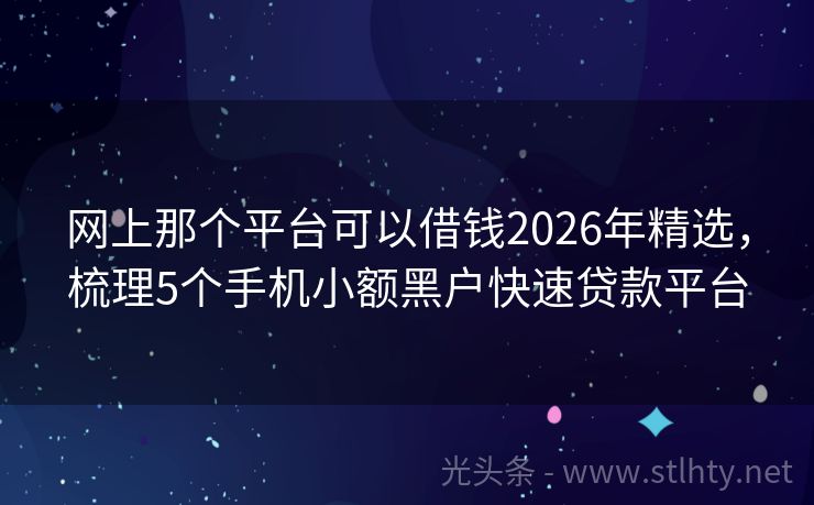 网上那个平台可以借钱2026年精选，梳理5个手机小额黑户快速贷款平台