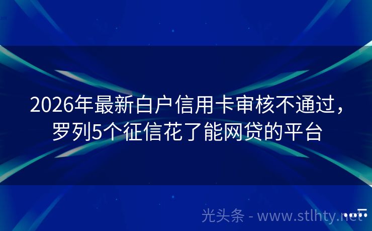 2026年最新白户信用卡审核不通过，罗列5个征信花了能网贷的平台