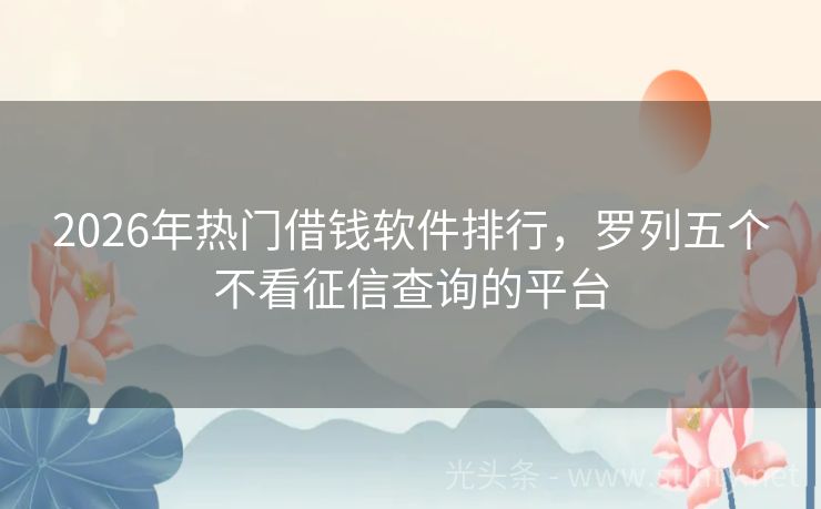 2026年热门借钱软件排行，罗列五个不看征信查询的平台