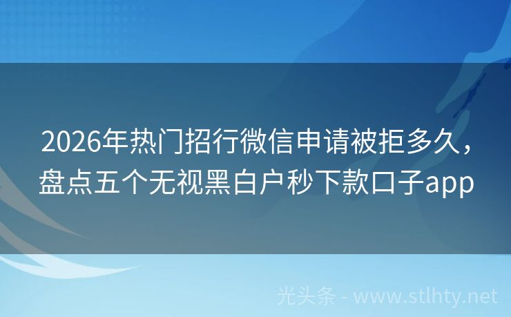 2026年热门招行微信申请被拒多久，盘点五个无视黑白户秒下款口子app