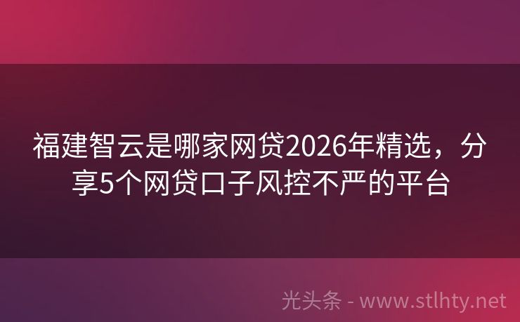 福建智云是哪家网贷2026年精选，分享5个网贷口子风控不严的平台