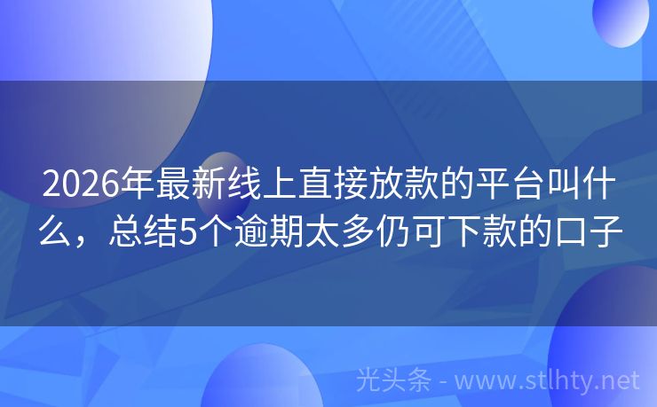 2026年最新线上直接放款的平台叫什么，总结5个逾期太多仍可下款的口子