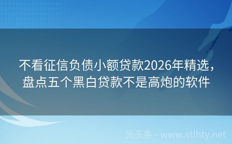 不看征信负债小额贷款2026年精选，盘点五个黑白贷款不是高炮的软件