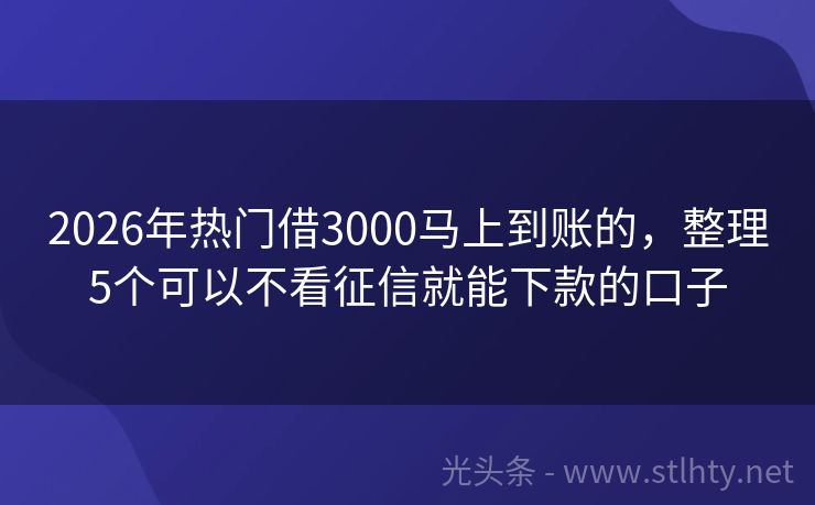 2026年热门借3000马上到账的，整理5个可以不看征信就能下款的口子