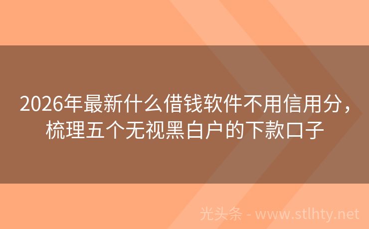 2026年最新什么借钱软件不用信用分，梳理五个无视黑白户的下款口子