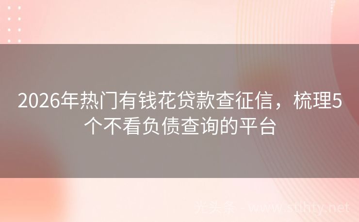 2026年热门有钱花贷款查征信，梳理5个不看负债查询的平台