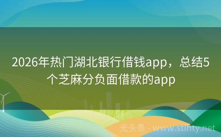 2026年热门湖北银行借钱app，总结5个芝麻分负面借款的app