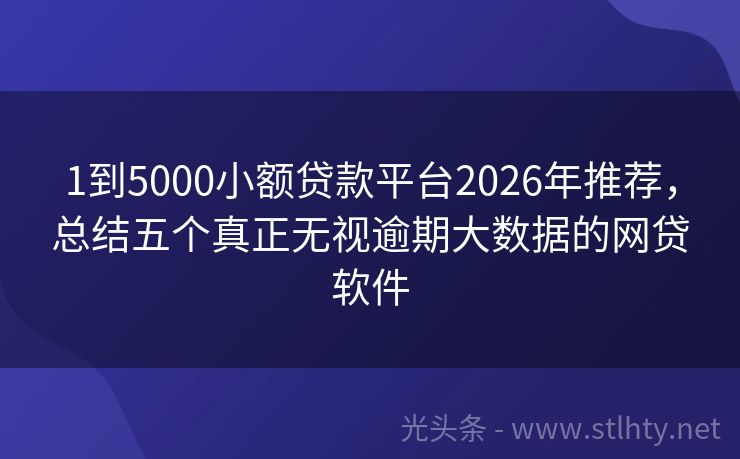 1到5000小额贷款平台2026年推荐，总结五个真正无视逾期大数据的网贷软件
