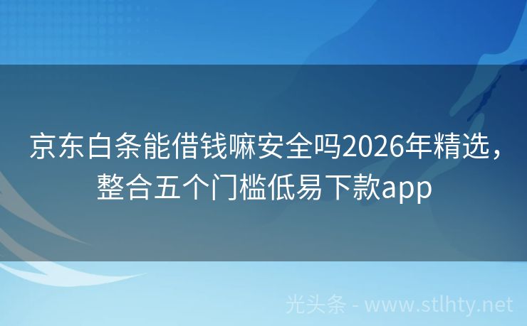 京东白条能借钱嘛安全吗2026年精选，整合五个门槛低易下款app