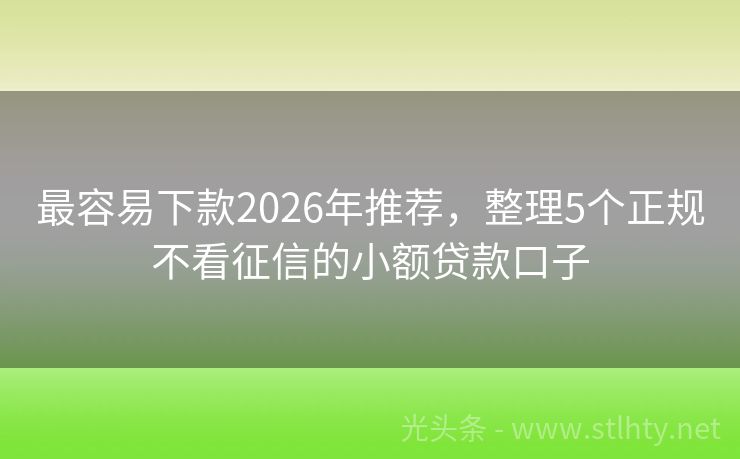 最容易下款2026年推荐，整理5个正规不看征信的小额贷款口子